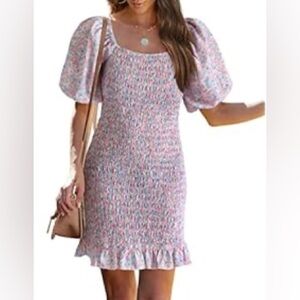 PRETTYGARDEN Women's Floral Puff Sleeve Dress